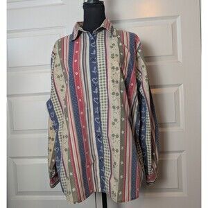 Vintage Tapestry Size 18 Blouse Button Up Farmhouse Americana Retro 80s *Read
